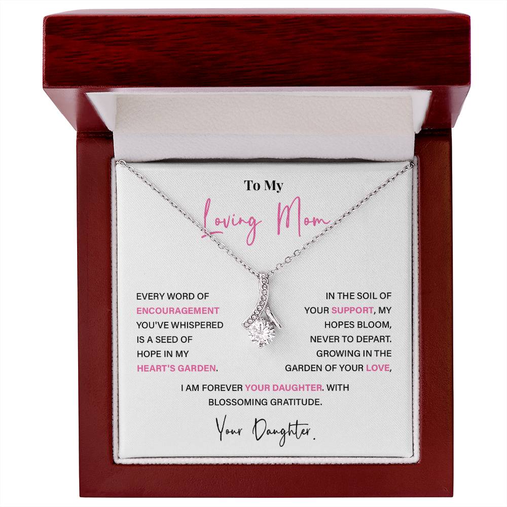 Encouragement Mom Necklace – Gift from Daughter with Floral Message Card