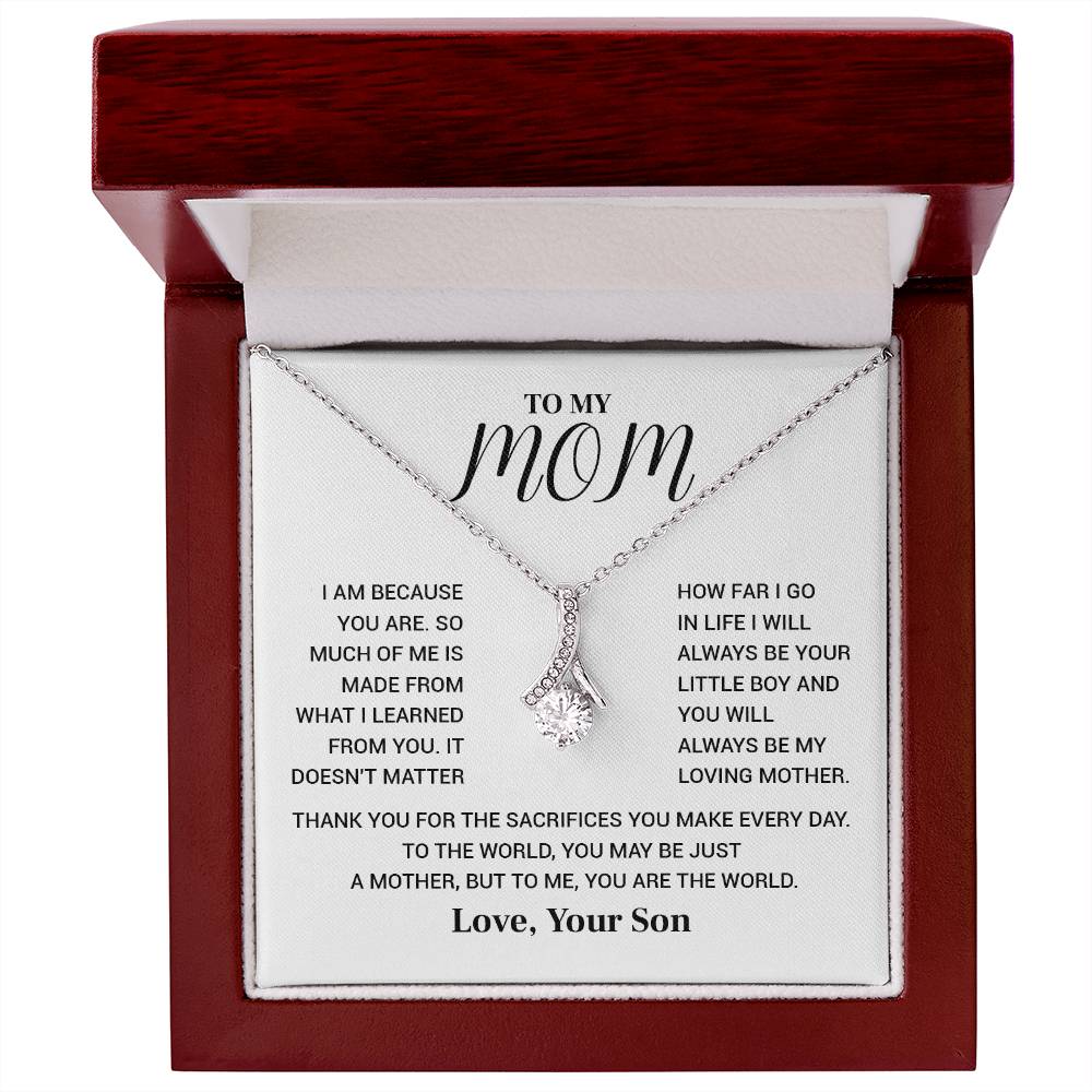 Necklace for Mom from Son – You Are the World Message Card