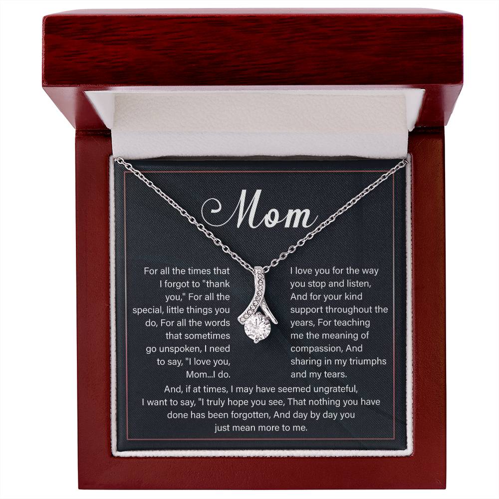 Mom Necklace with Thank You Poem – Gift for Mother with Message Card