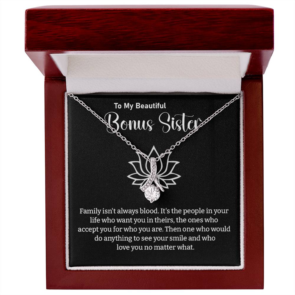 Bonus Sister Necklace Gift – Elegant Jewelry with Heartfelt Message Card