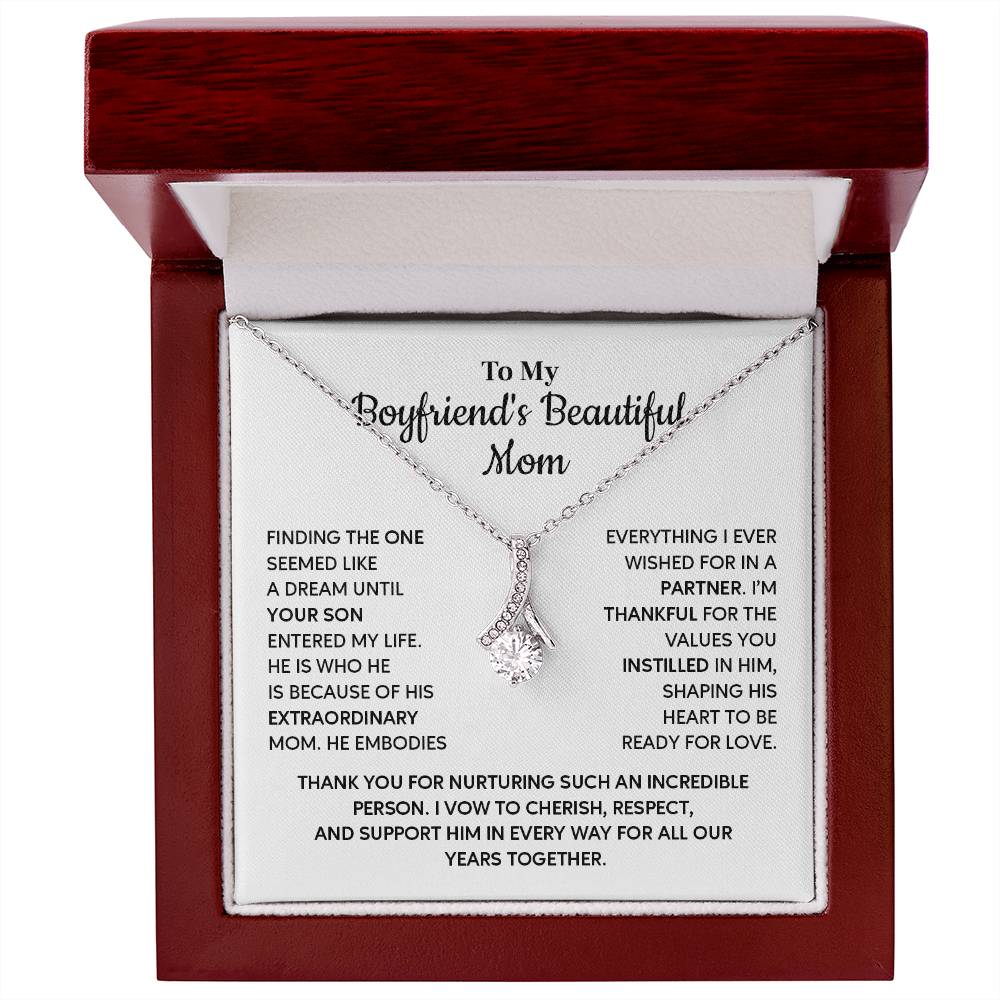 To My Boyfriend's Beautiful Mom Beautiful Boyfriend’s Mom Necklace Gift Gift For Boyfriend’s Mom Meaningful Keepsake For Boyfriend’s Mom Necklace From Girlfriend To Boyfriend Mom Necklace From Girlfriend To Boyfriend’s Mom Boyfriend Mom Appreciation Gift