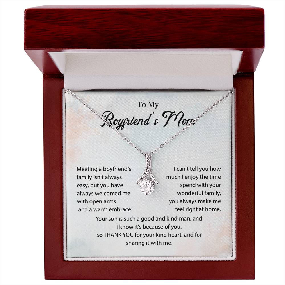 Boyfriend’s Mom Teardrop Necklace Gift with Card