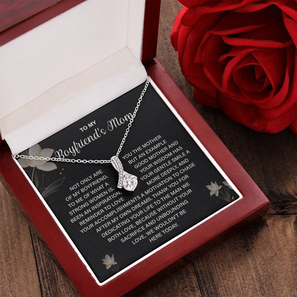 Boyfriend’s Mom Necklace Gift with Floral Message Card