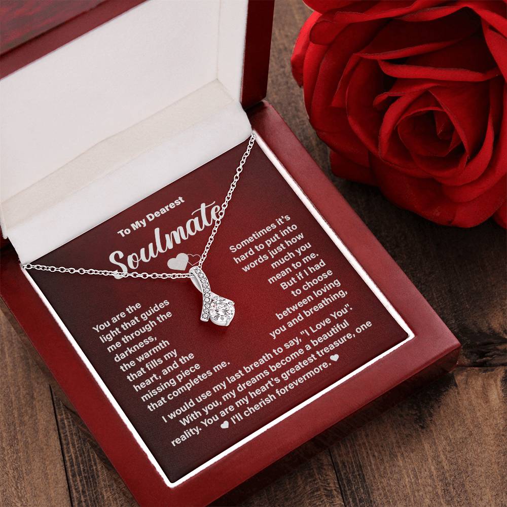 Soulmate Necklace Gift for Her – Message Card and Gift Box