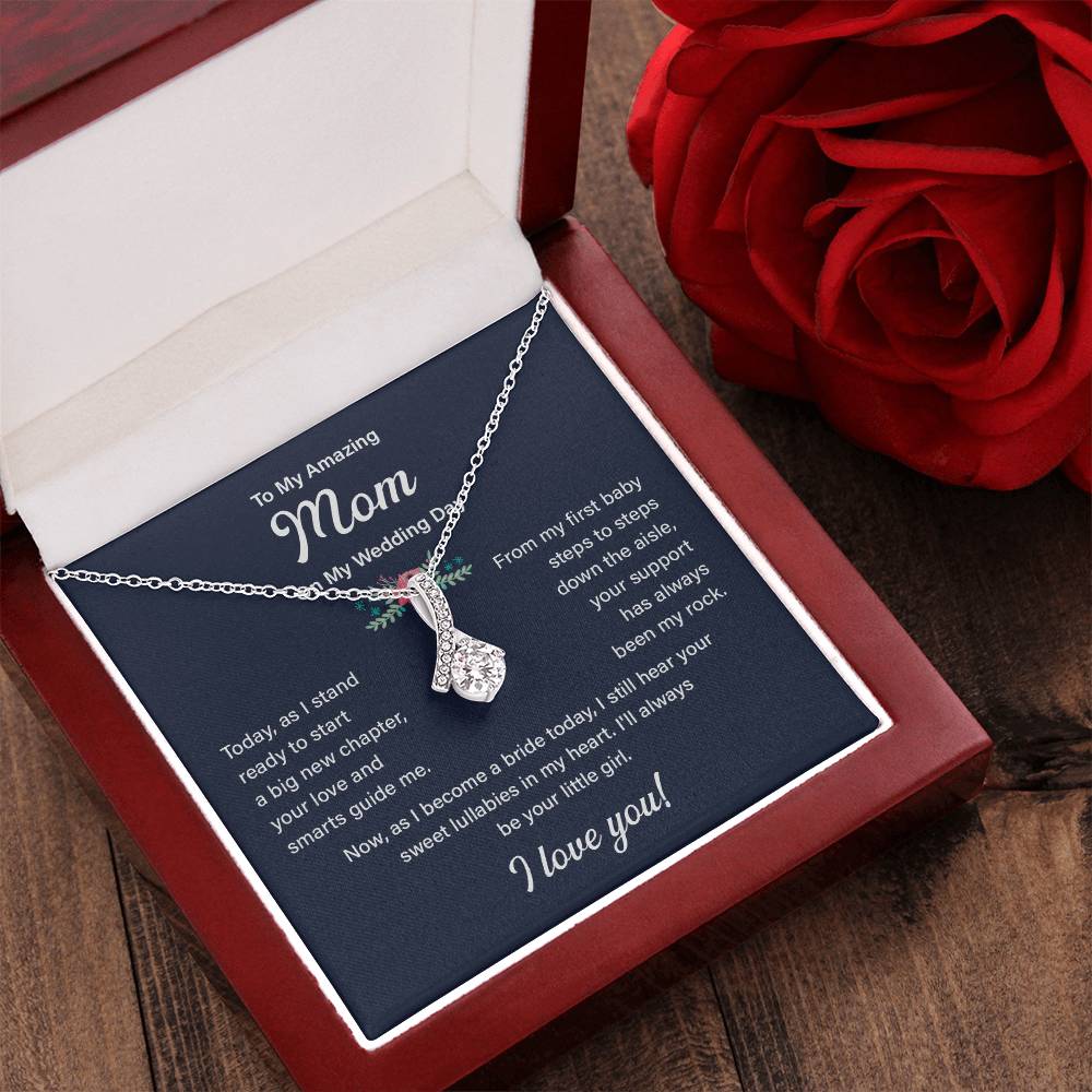 To My Mom Necklace Gift on My Wedding Day With Message