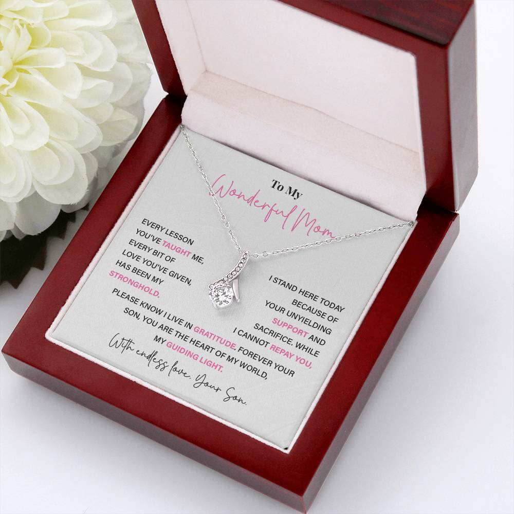 Necklace for Mom from Son with Gratitude Message Card Gift Boxed