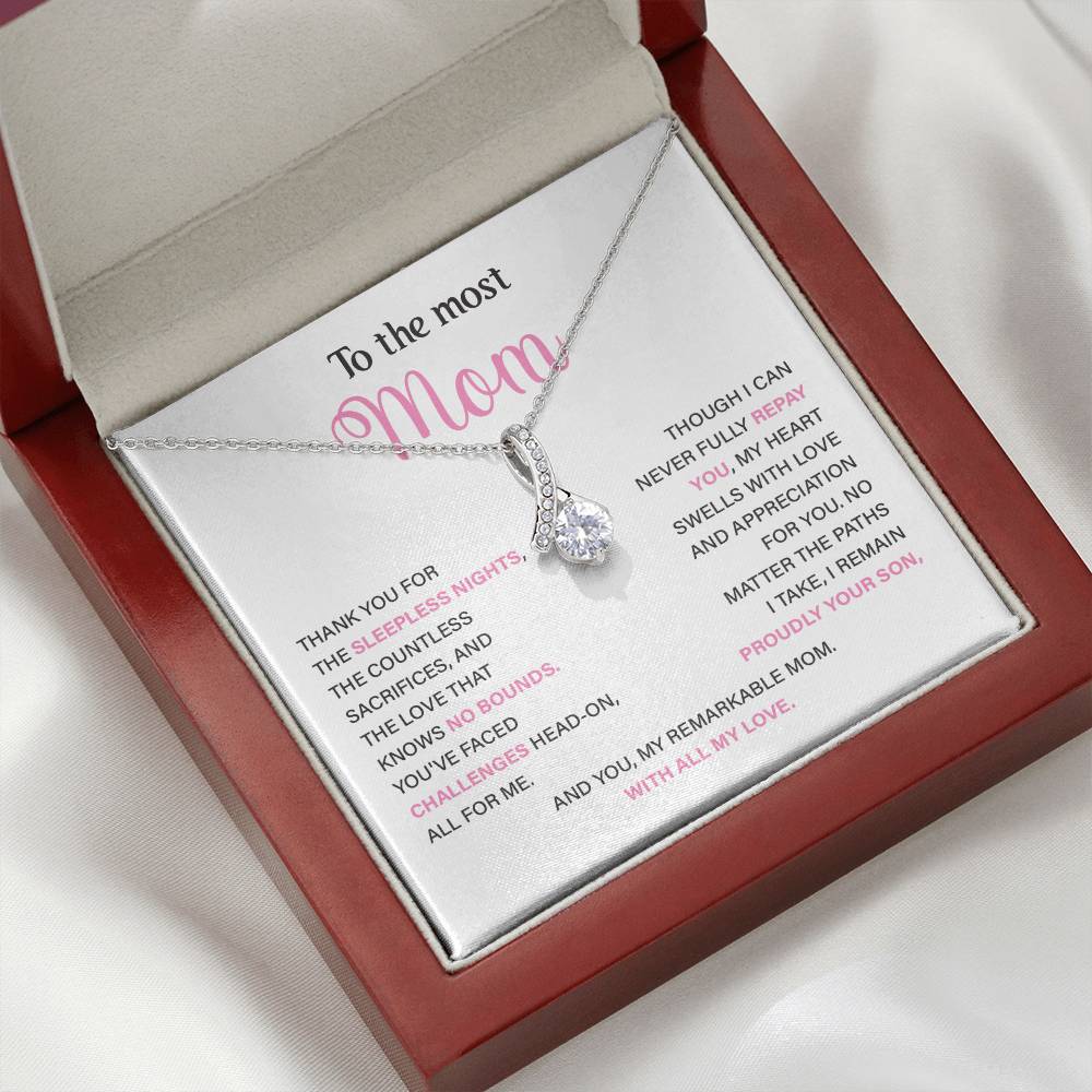 Mom Gift Necklace From Son With Message Card
