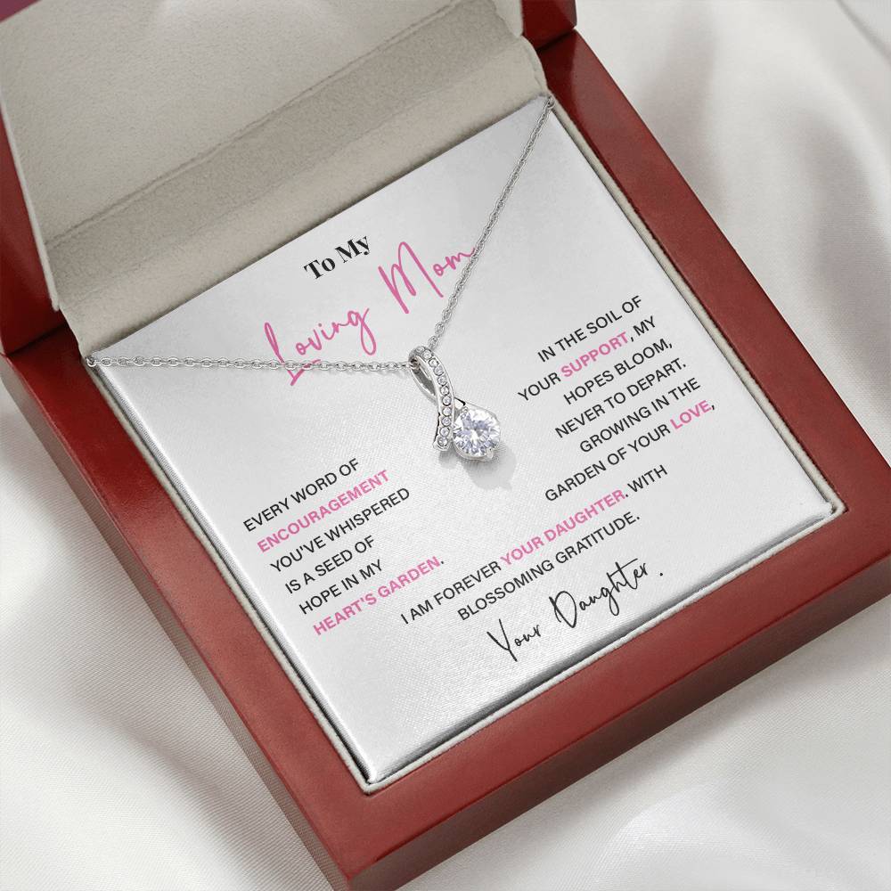 Encouragement Mom Necklace – Gift from Daughter with Floral Message Card