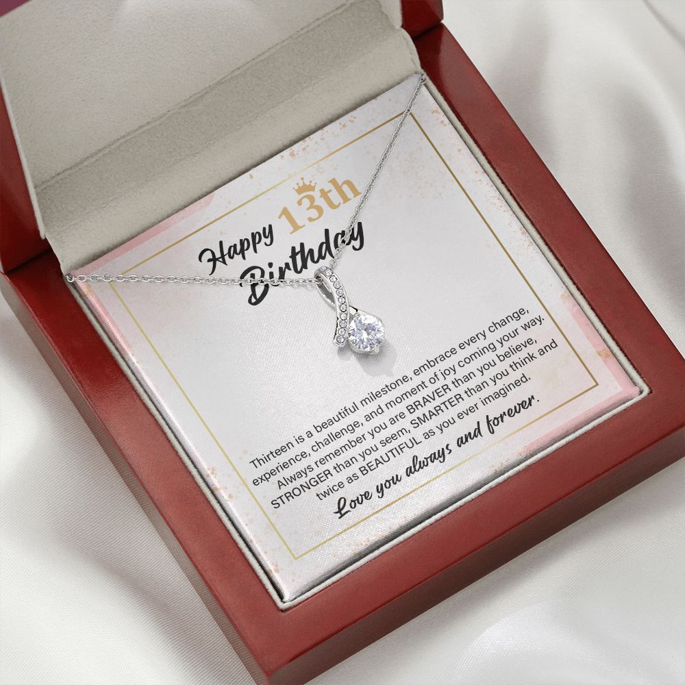 13th Birthday Necklace Gift with Inspirational Card