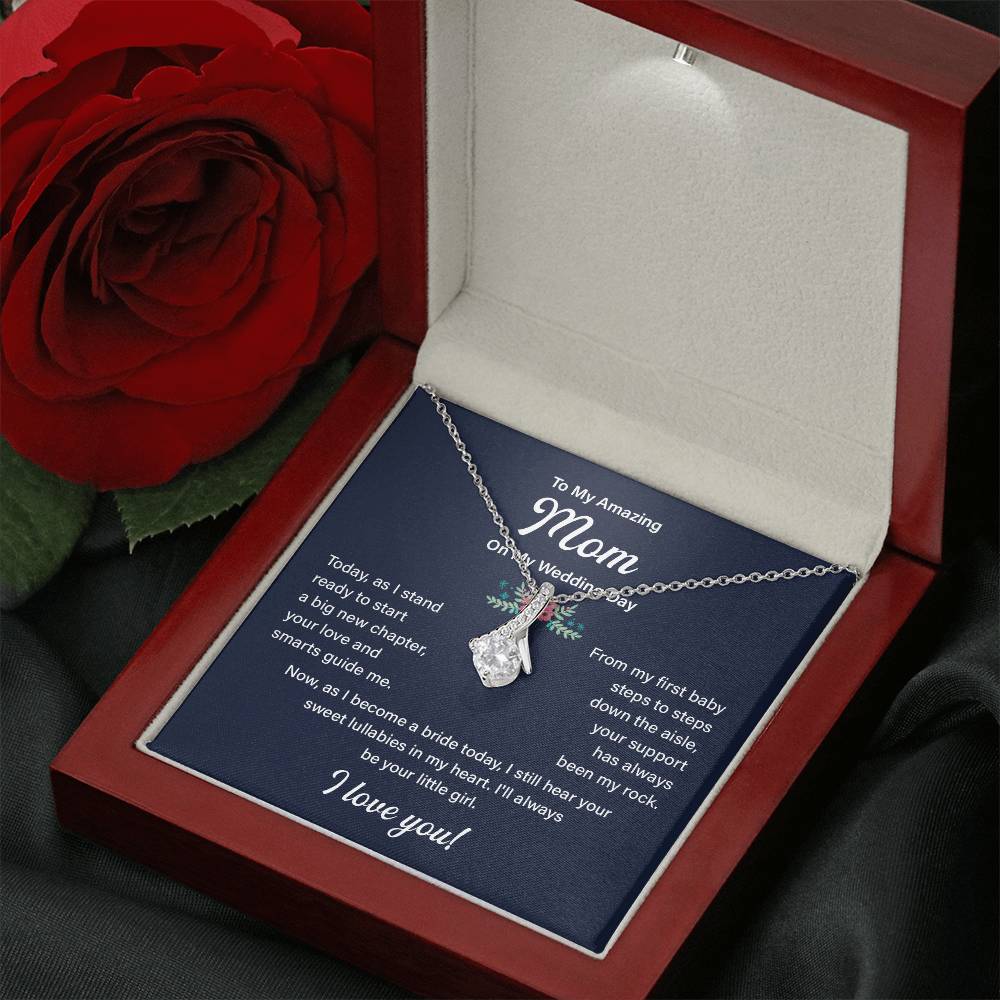 To My Mom Necklace Gift on My Wedding Day With Message