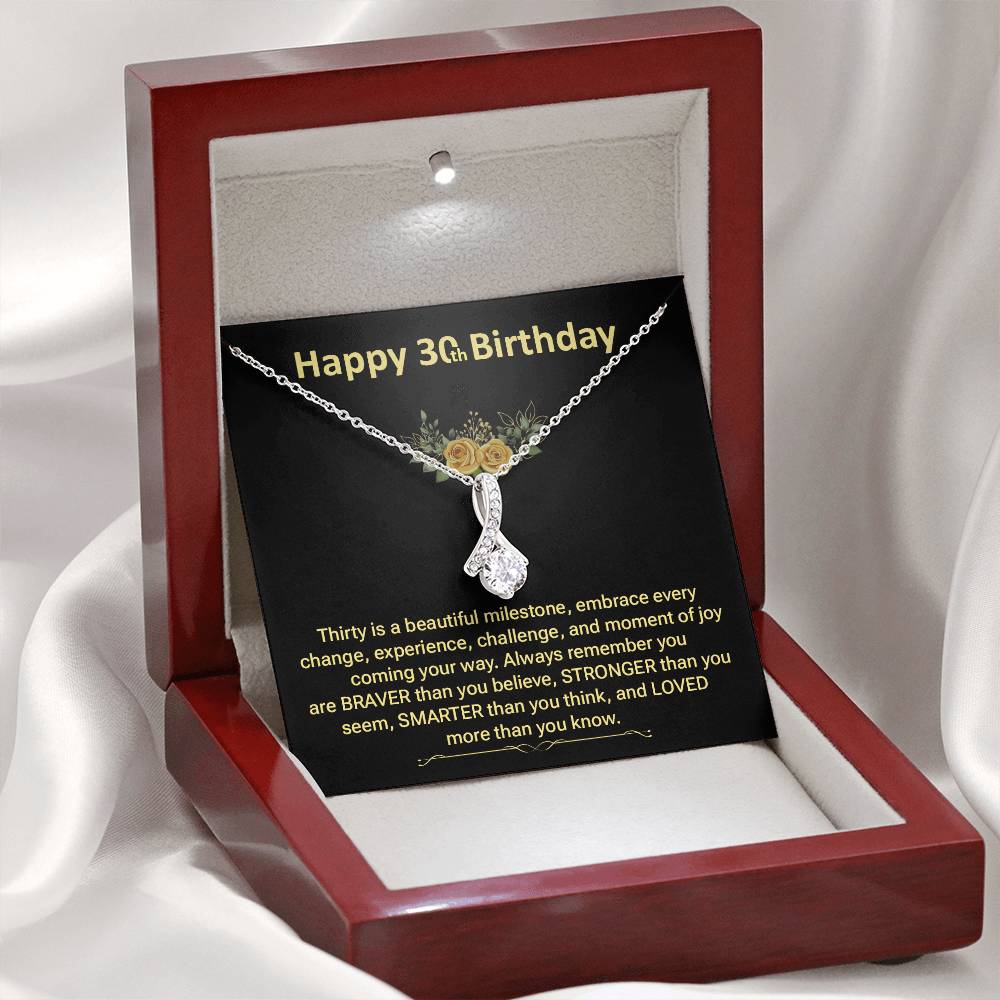 30th Birthday Pendant Necklace for Her – Gift Box & Card