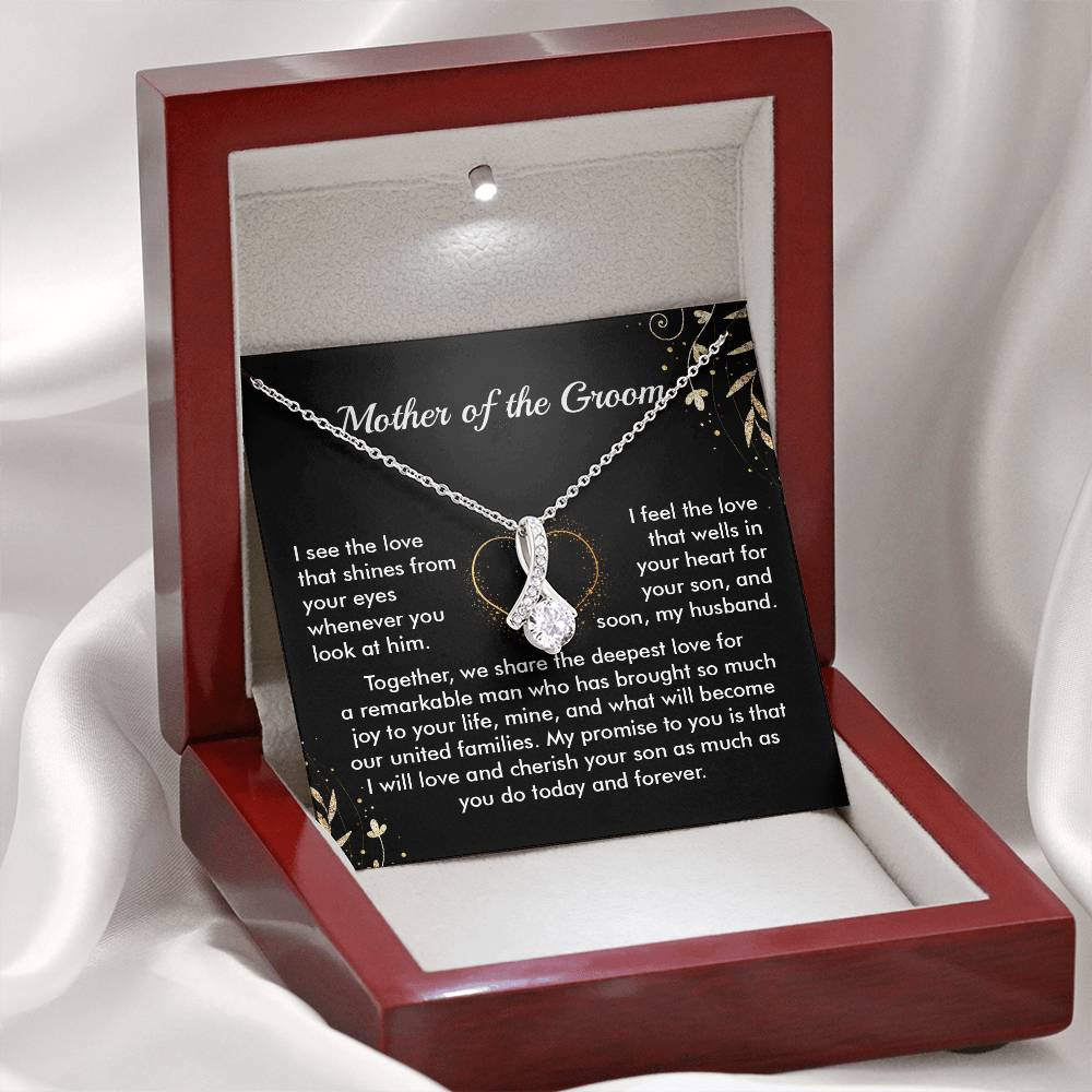 Mother of Groom Necklace Gift from Bride Message Card