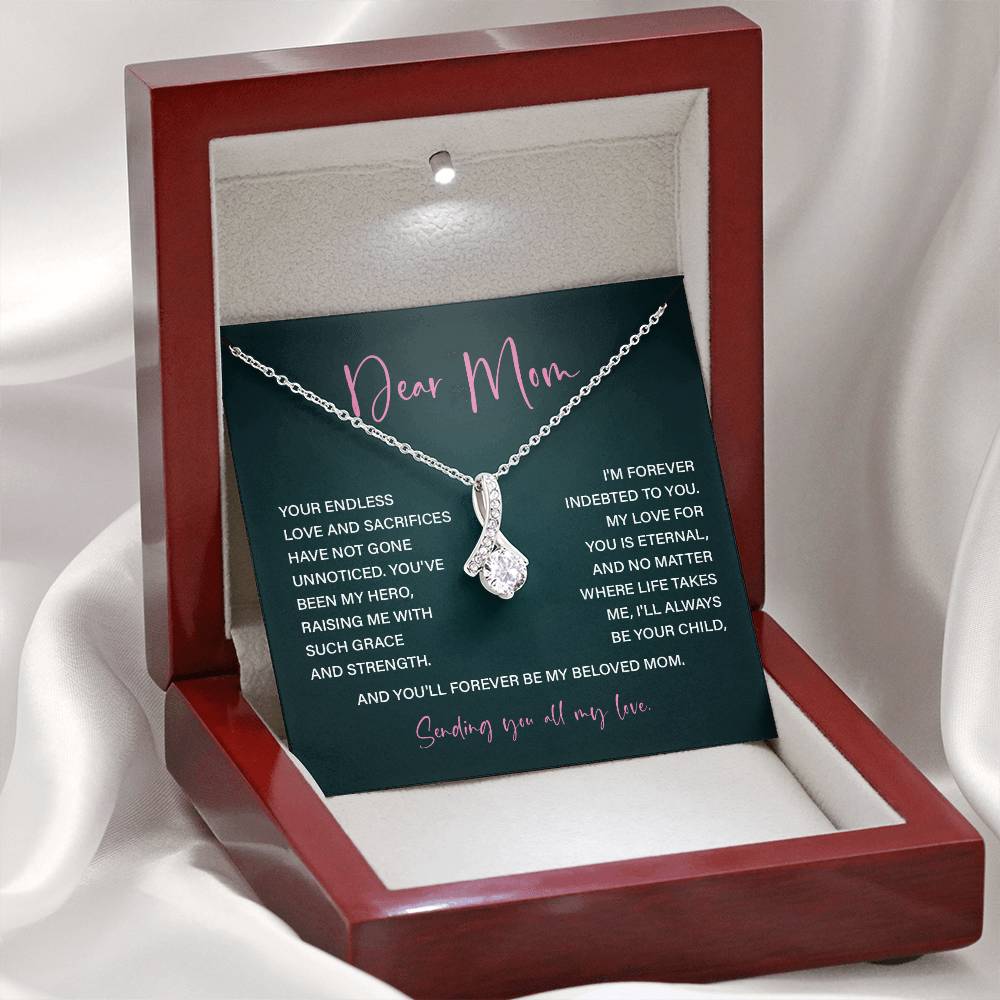 Dear Mom Necklace Gift – Eternal Love Message for Graceful Mother