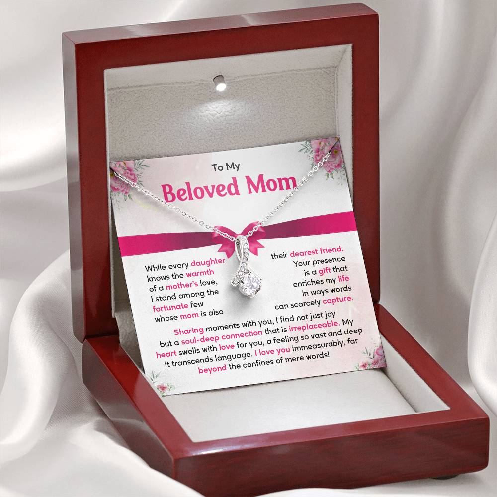 Mother Daughter Necklace Gift with Heartfelt Message Card