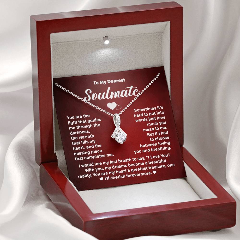 Soulmate Necklace Gift for Her – Message Card and Gift Box