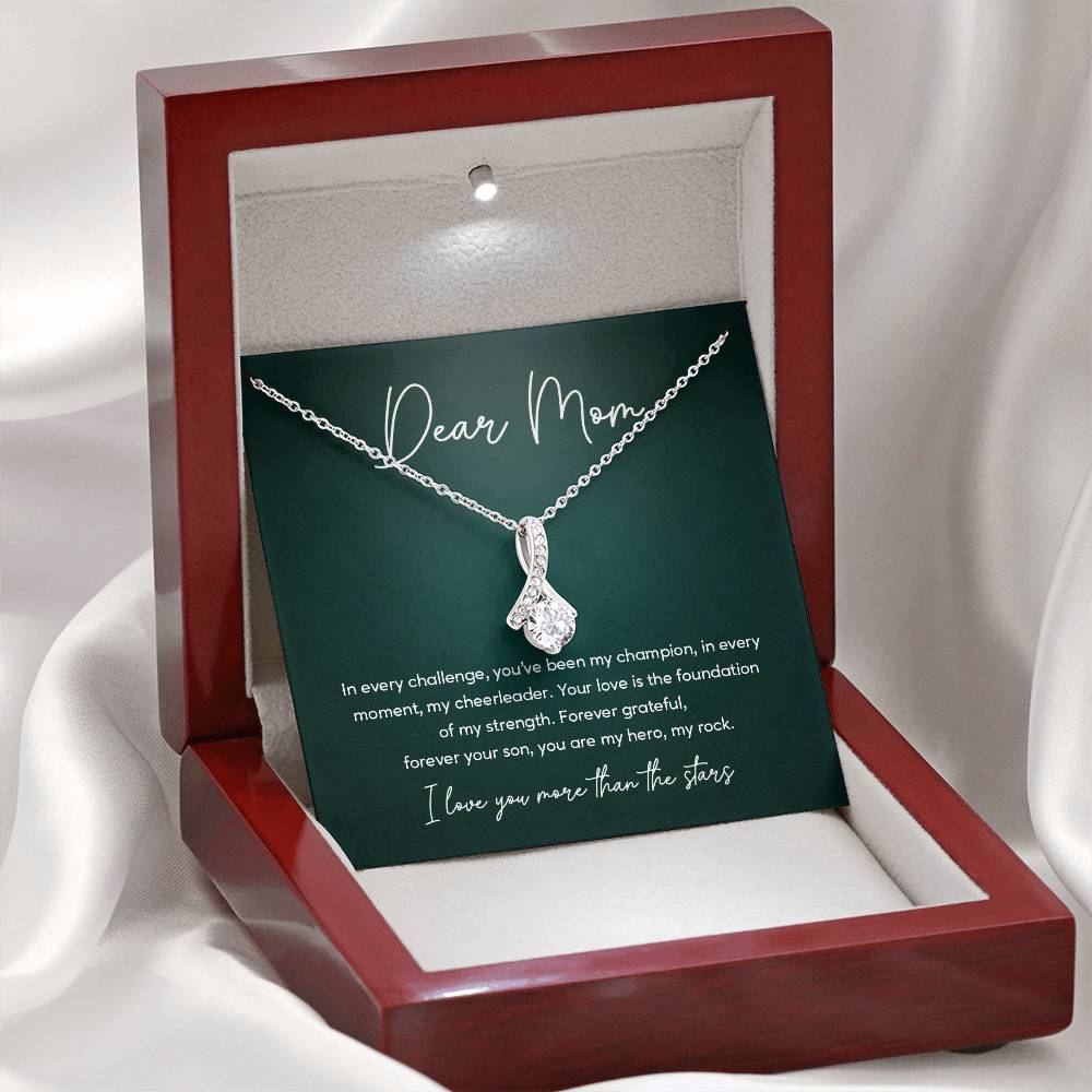 Mom Necklace from Son – I Love You More Than the Stars Message Card