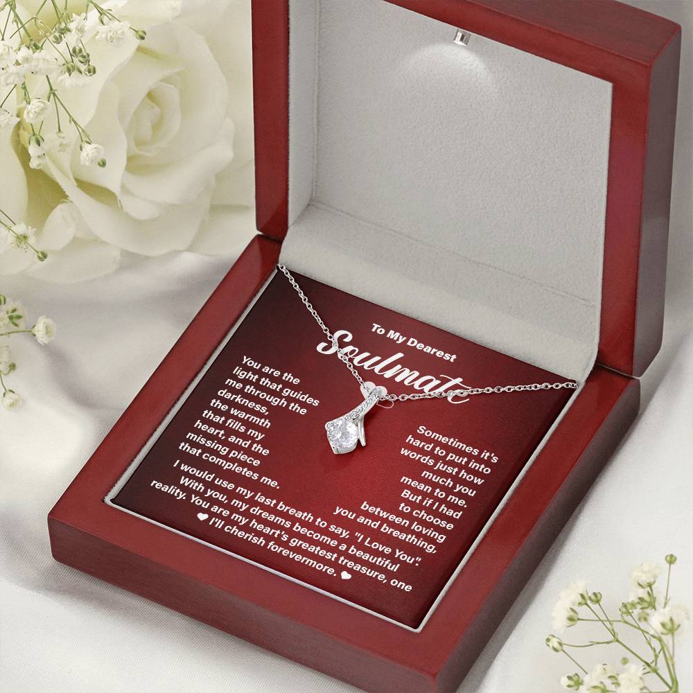 Soulmate Necklace Gift for Her – Message Card and Gift Box