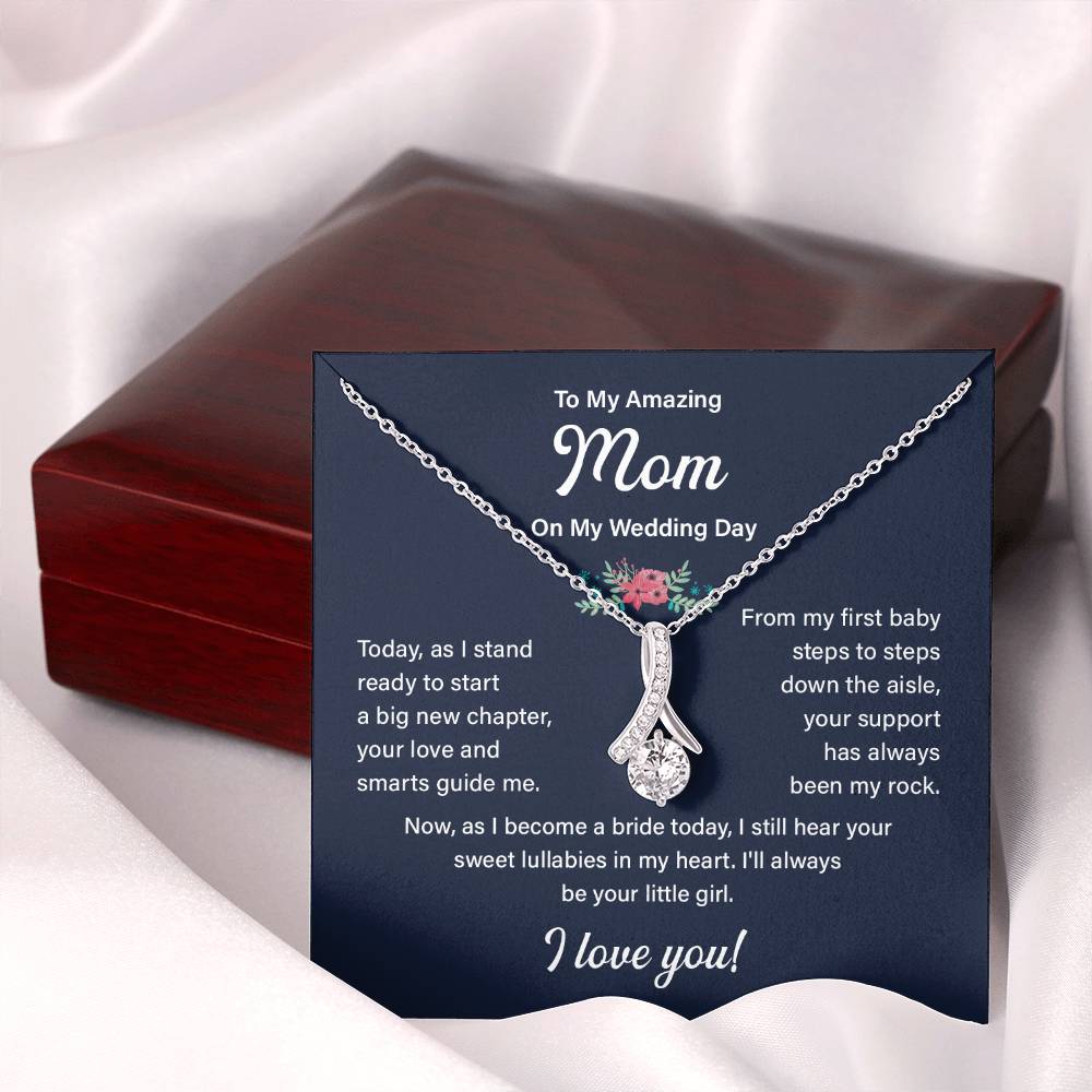 To My Mom Necklace Gift on My Wedding Day With Message