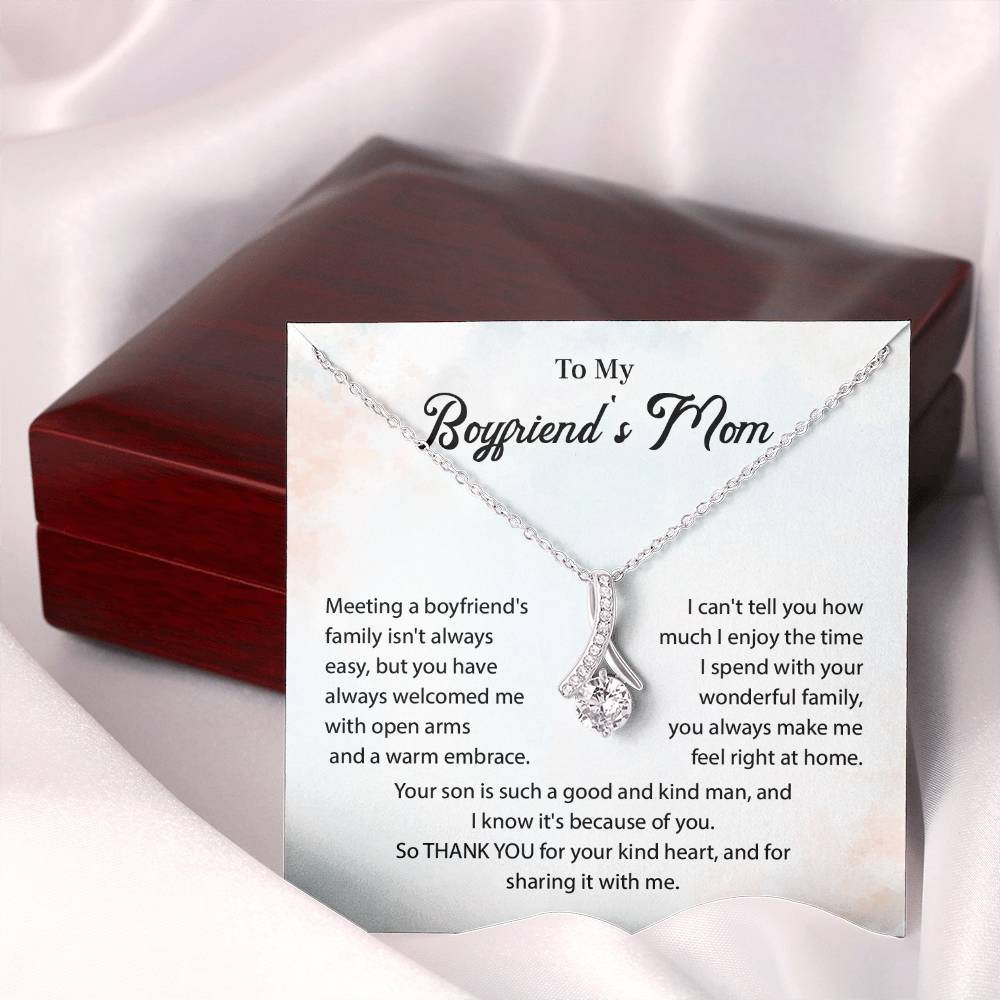 Boyfriend’s Mom Teardrop Necklace Gift with Card