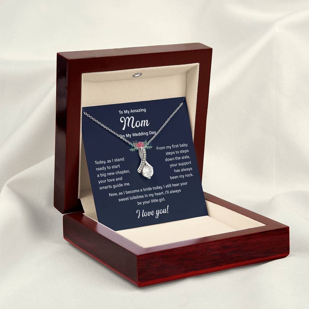 To My Mom Necklace Gift on My Wedding Day With Message