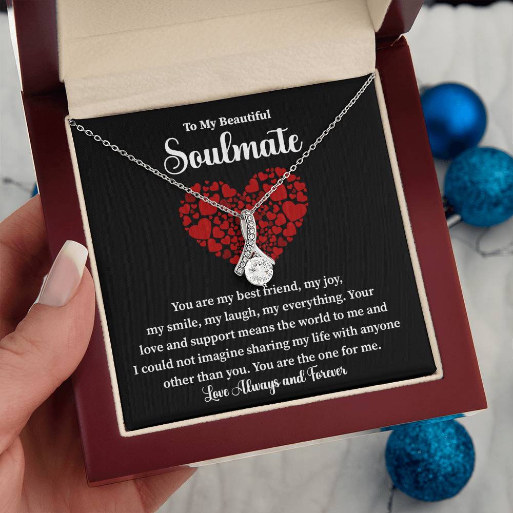 Soulmate Necklace Gift for Her with Love Note Card