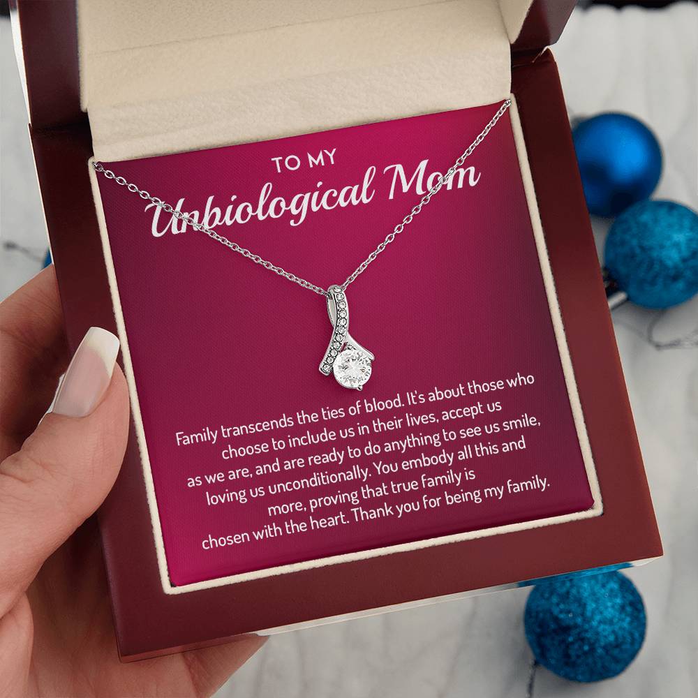To My Unbiological Mom Necklace For Special Bond With Unbiological Mom Unique Family Bond Necklace Family Choice Necklace Proud Daughter Gift For Unbiological Mom Meaningful Gift For Unbiological Mom Necklace For Chosen Family Biological Mom Necklace Gift
