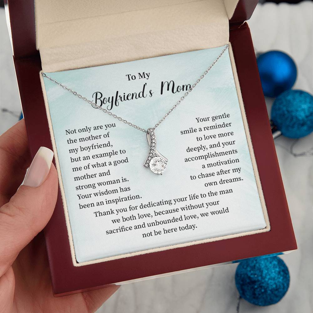 Boyfriend’s Mom Gift Necklace with Mint Message Card