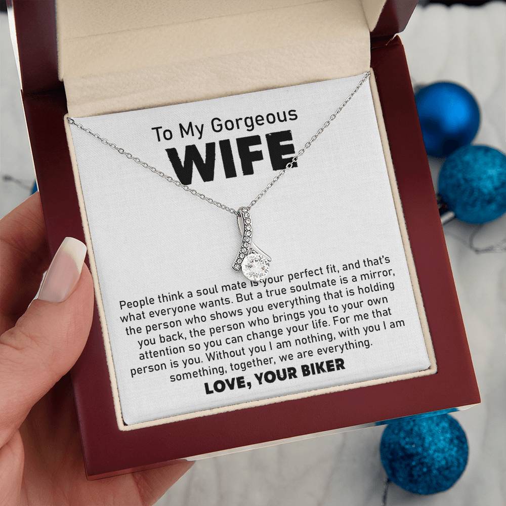 Wife Necklace Gift from Biker Husband With Love Card