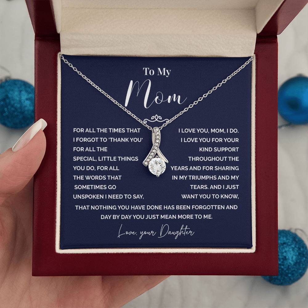 To My Mom Necklace from Daughter – Love Knot with Thank You Message