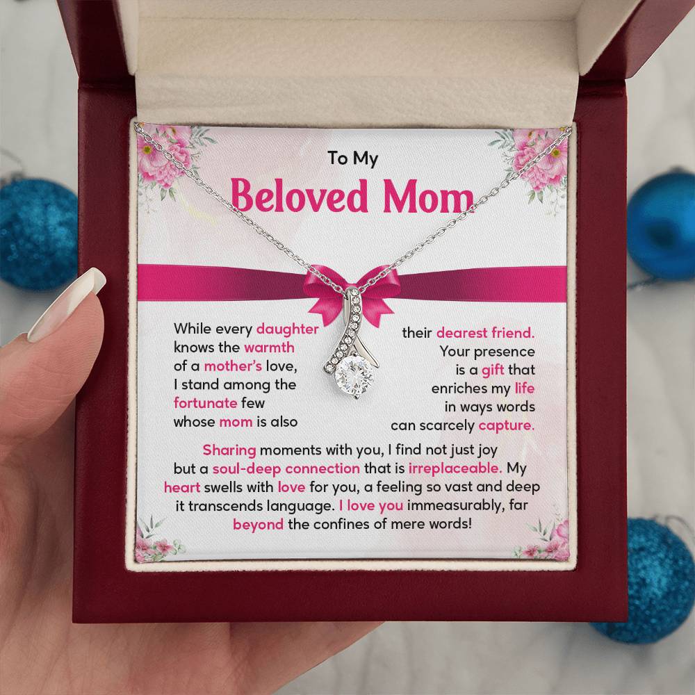 Mother Daughter Necklace Gift with Heartfelt Message Card