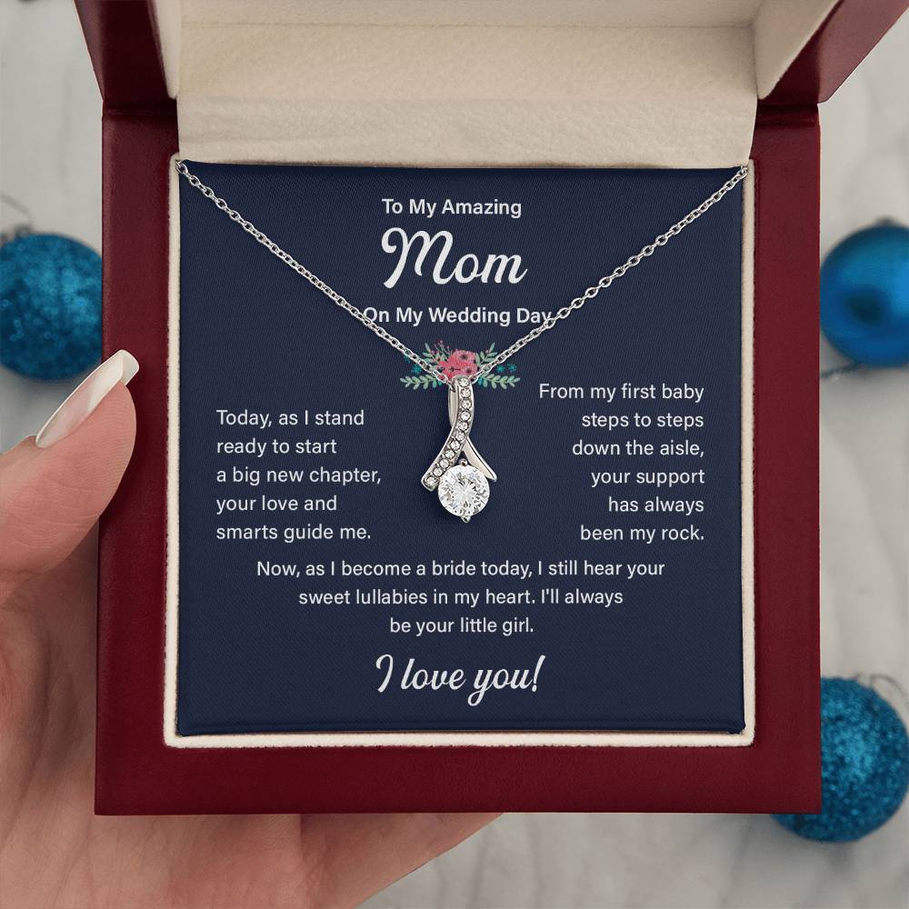 To My Mom Necklace Gift on My Wedding Day With Message