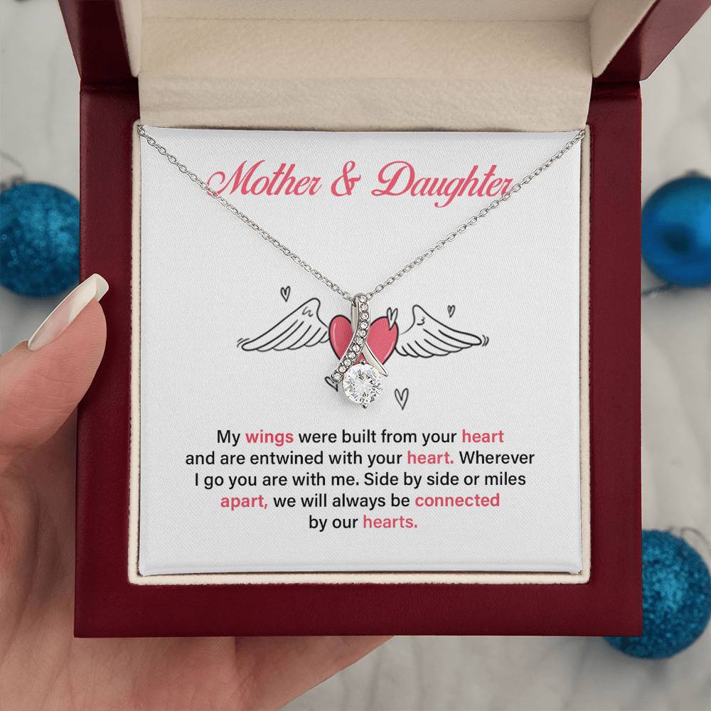 Mother Daughter Heart Necklace with Message Card
