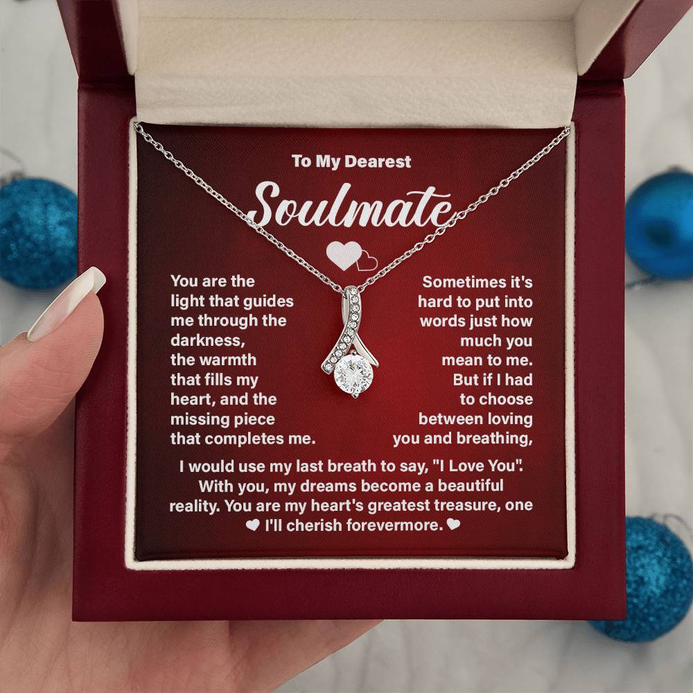 Soulmate Necklace Gift for Her – Message Card and Gift Box
