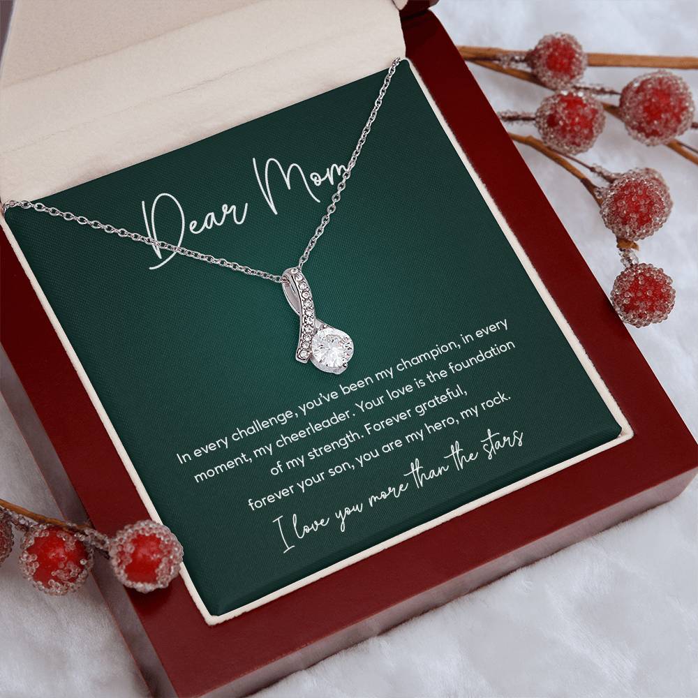 Mom Necklace from Son – I Love You More Than the Stars Message Card