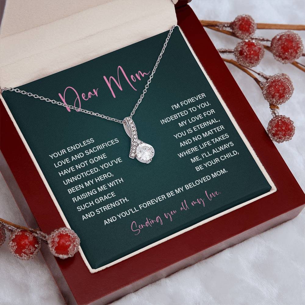 Dear Mom Necklace Gift – Eternal Love Message for Graceful Mother