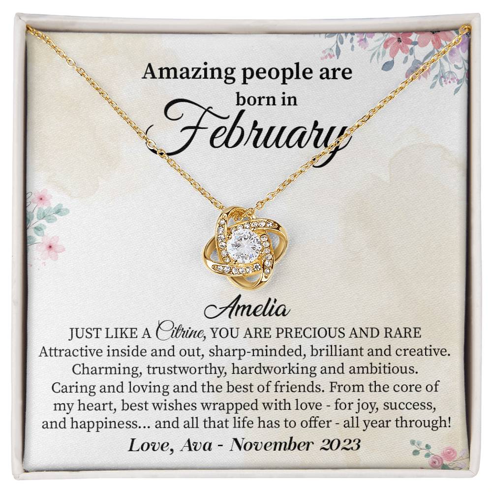 February Birthday Necklace Gift for Her – Citrine Quote Card