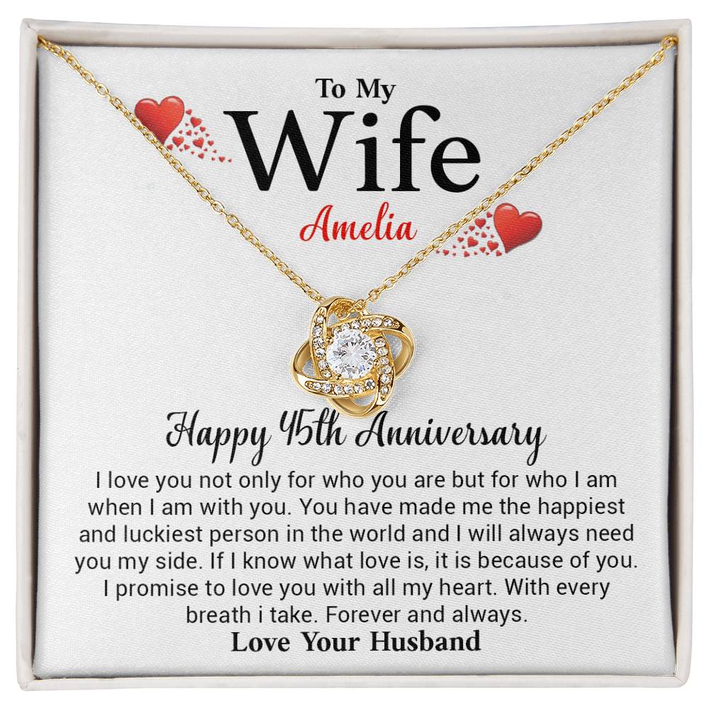 To My Wife Amelia Necklace – Romantic 15th Anniversary Jewelry Gift, Celebrating Love, Happiness, And A Lifetime Together