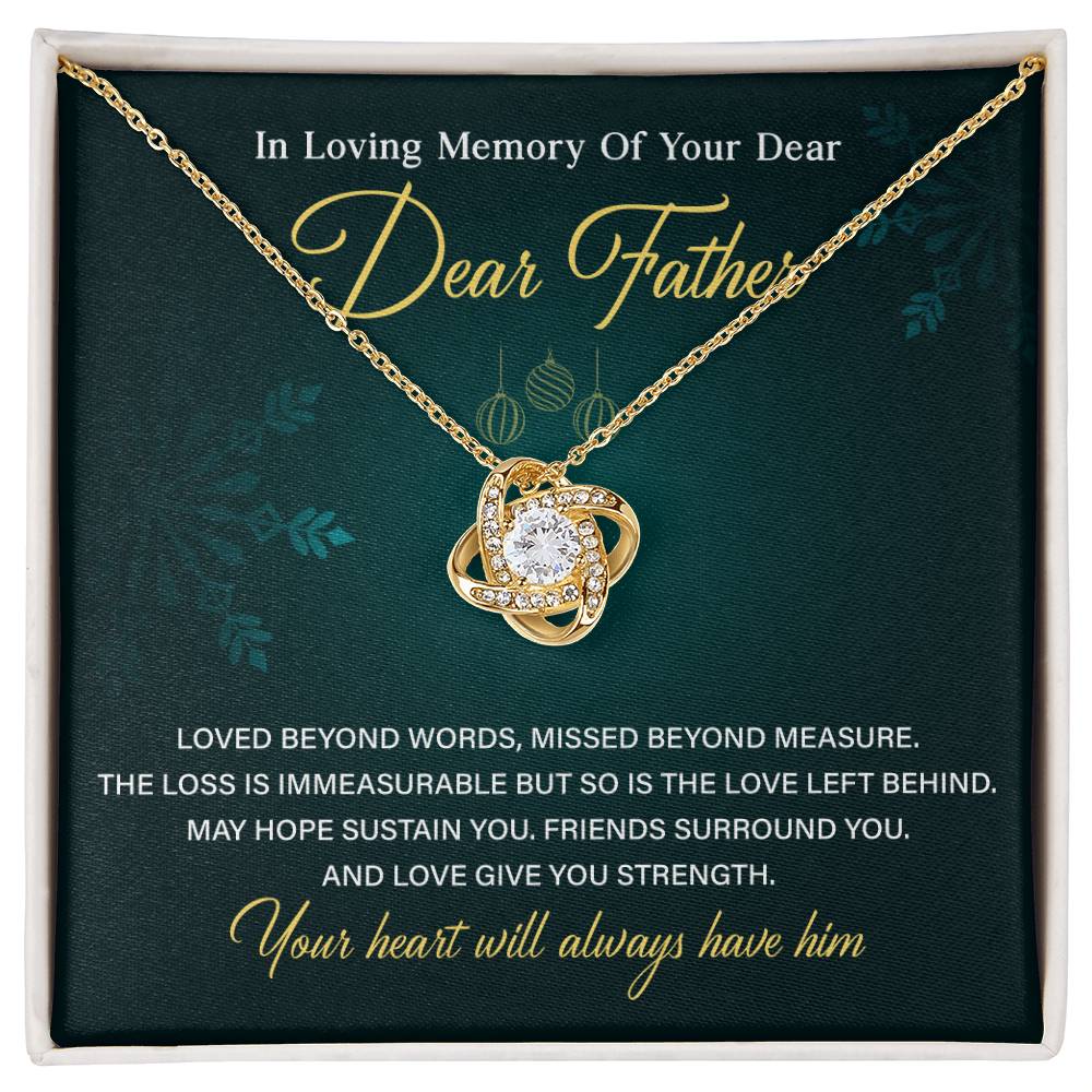 Memorial Necklace for Loss of Father with Card