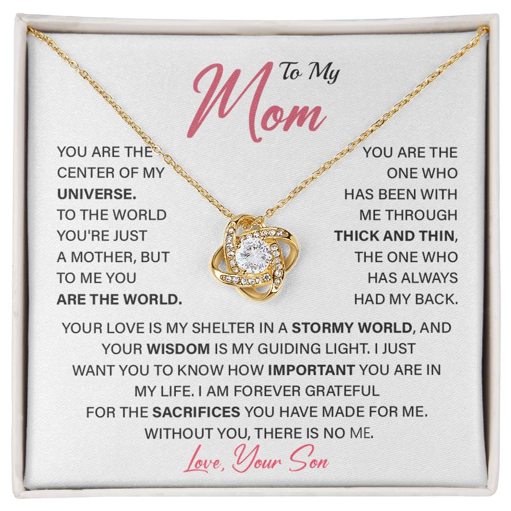 Gift from Son to Mom – Universe Quote Necklace with Keepsake Card