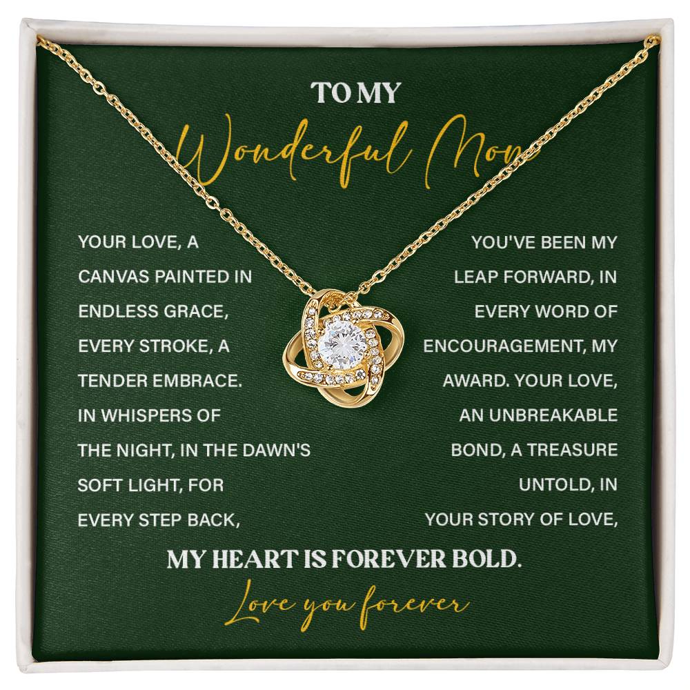 To My Wonderful Mom Necklace with Message Card Gift Box
