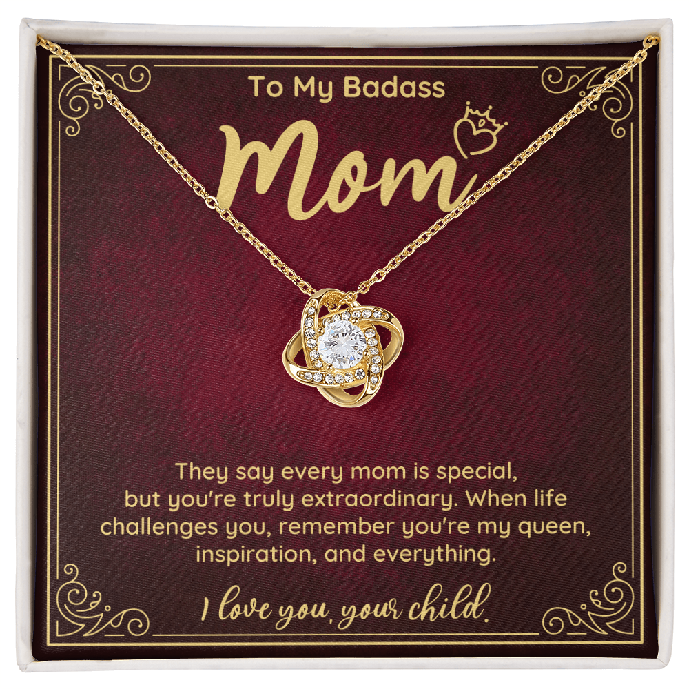 Badass Mom Necklace Gift from Daughter or Son – Fierce Queen Jewelry for Mother’s Day, Birthday
