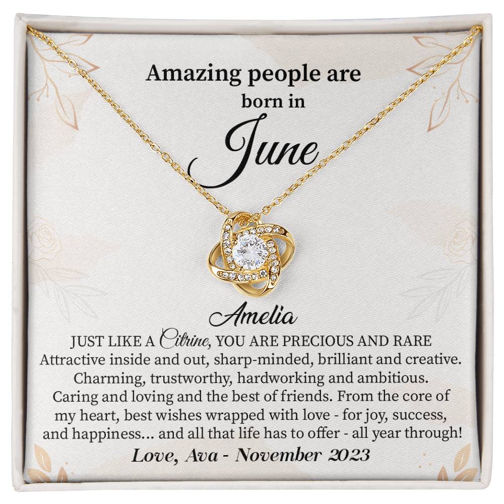 June Birthday Gift for Her – Elegant Necklace with Card