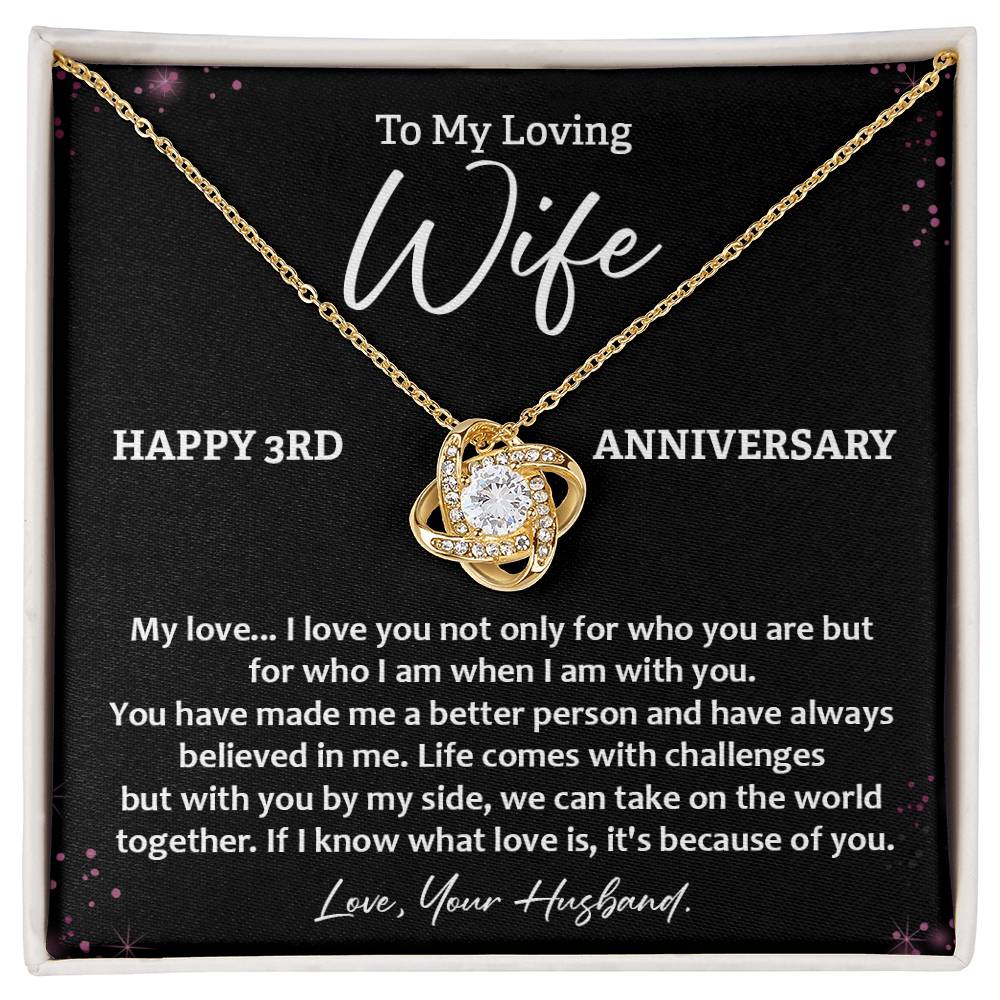 3rd Anniversary Necklace for Wife Loving Gift with Message Card