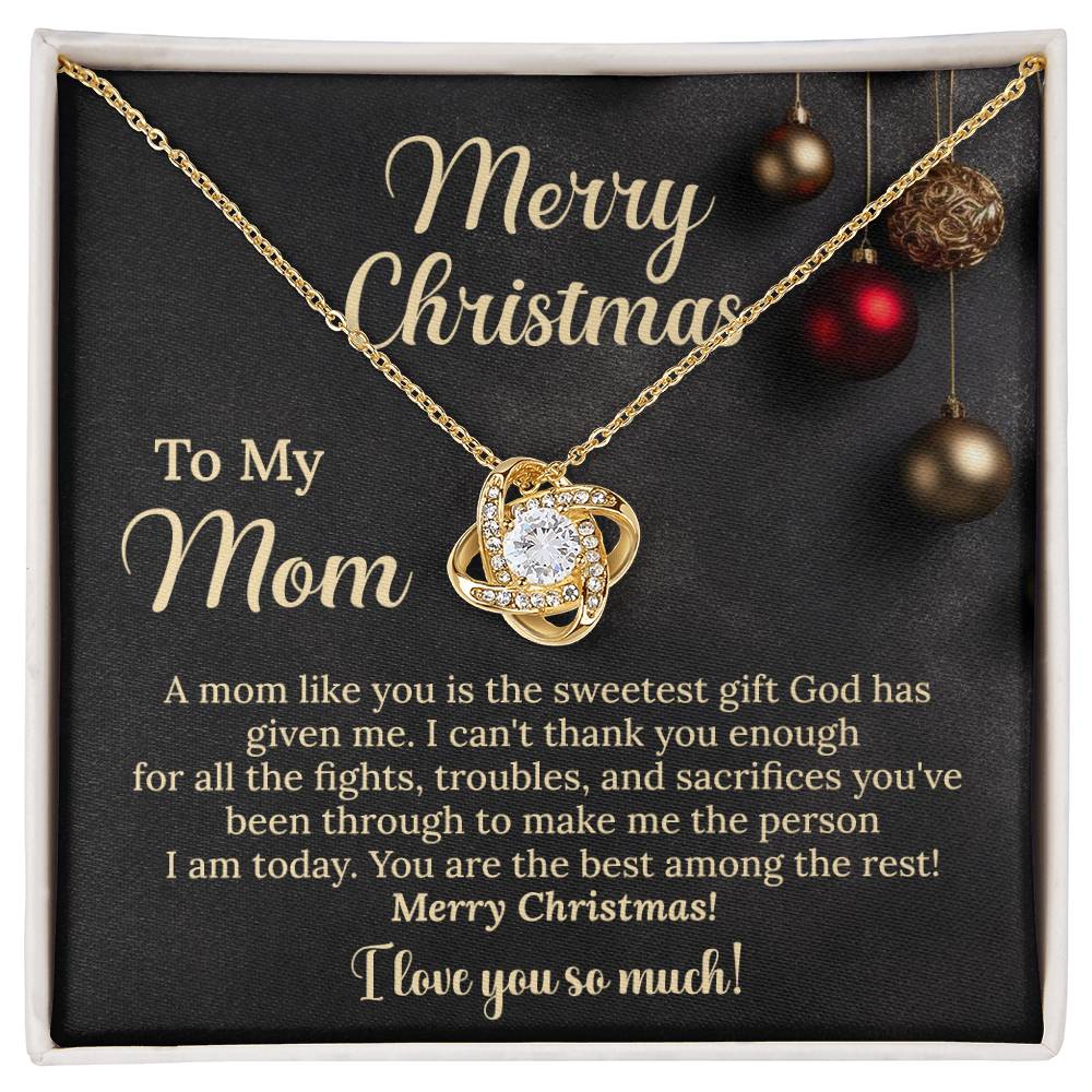 Christmas Necklace Gift for Mom Sweet Holiday Message Card
