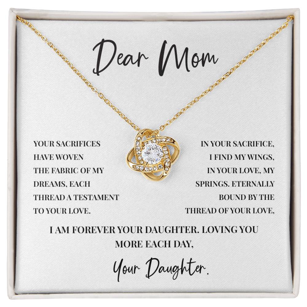 Dear Mom Necklace – Woven Love Gift from Daughter with Keepsake Card