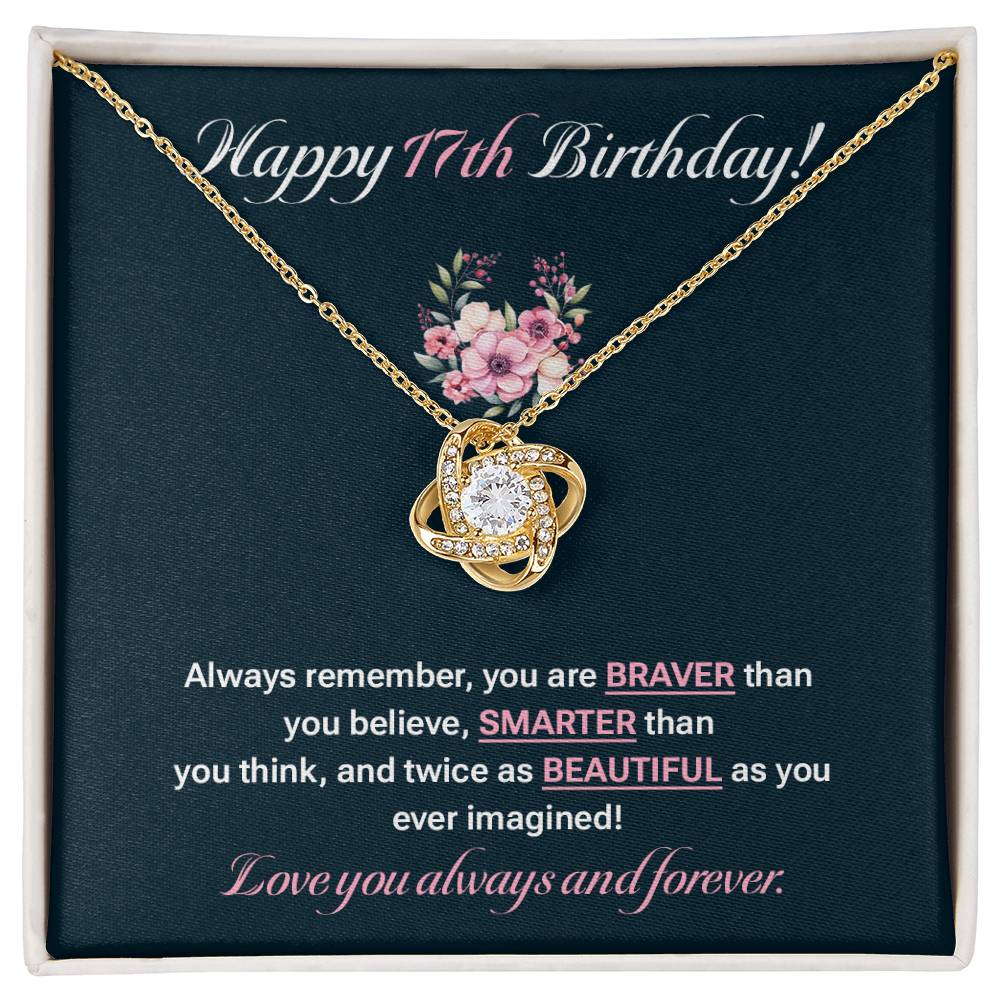 17th Birthday Necklace Gift for Teen Girl – Sentimental Floral Card