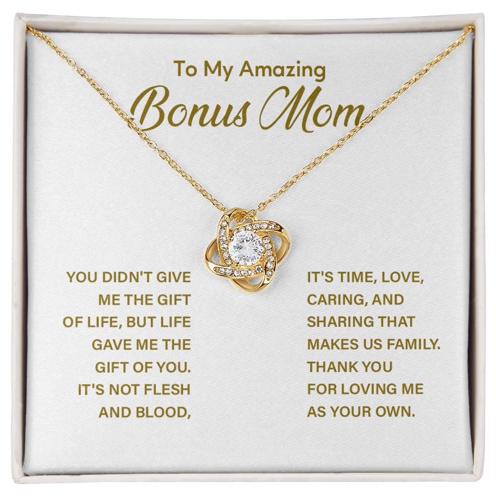 Bonus Mom Necklace with Message Card – Thank You for Loving Me