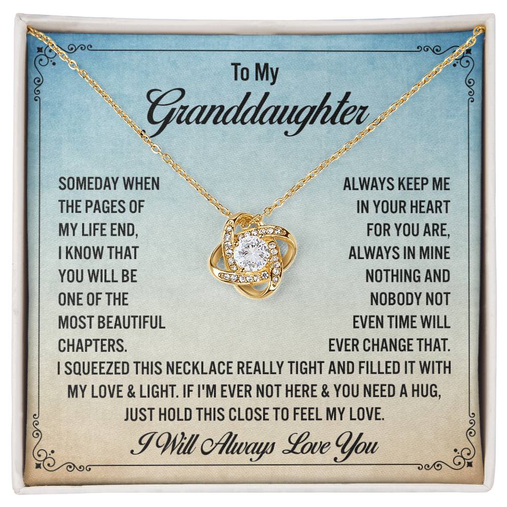 To My Granddaughter Jewelry, Love Knot Necklace For Granddaughter From Grandpa & Grandma, I Will Always Love You.