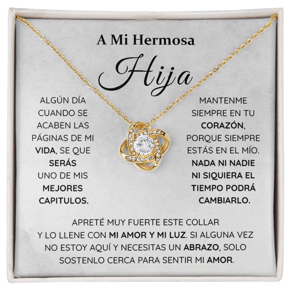 A Mi Hermosa Hija – Collar de Nudo con Tarjeta de Amor Eterno
