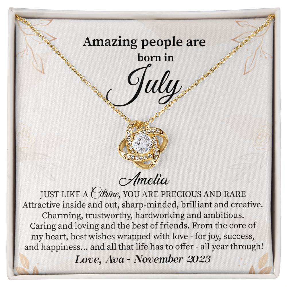 July Birthday Gift for Her – Elegant Necklace with Card
